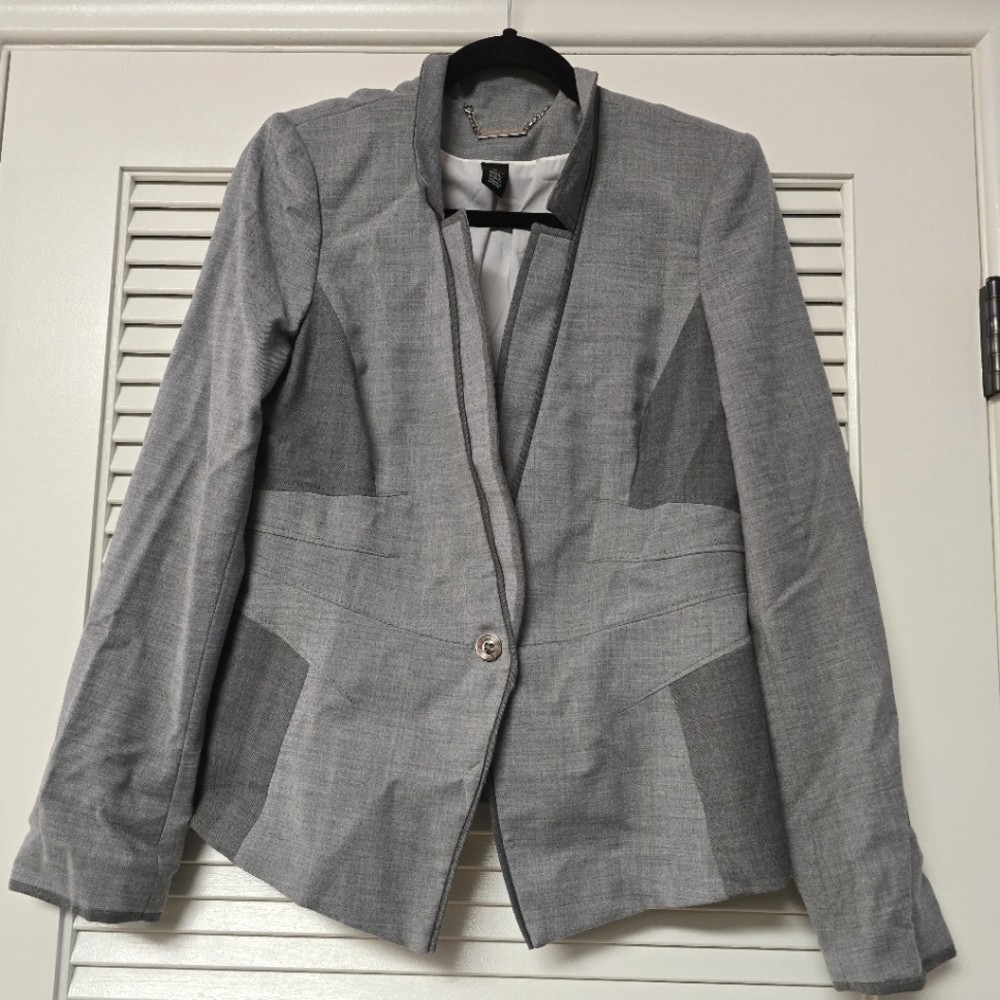 White House Black Market - Two-Tone Grey Business Casual Office Blazer Jacket